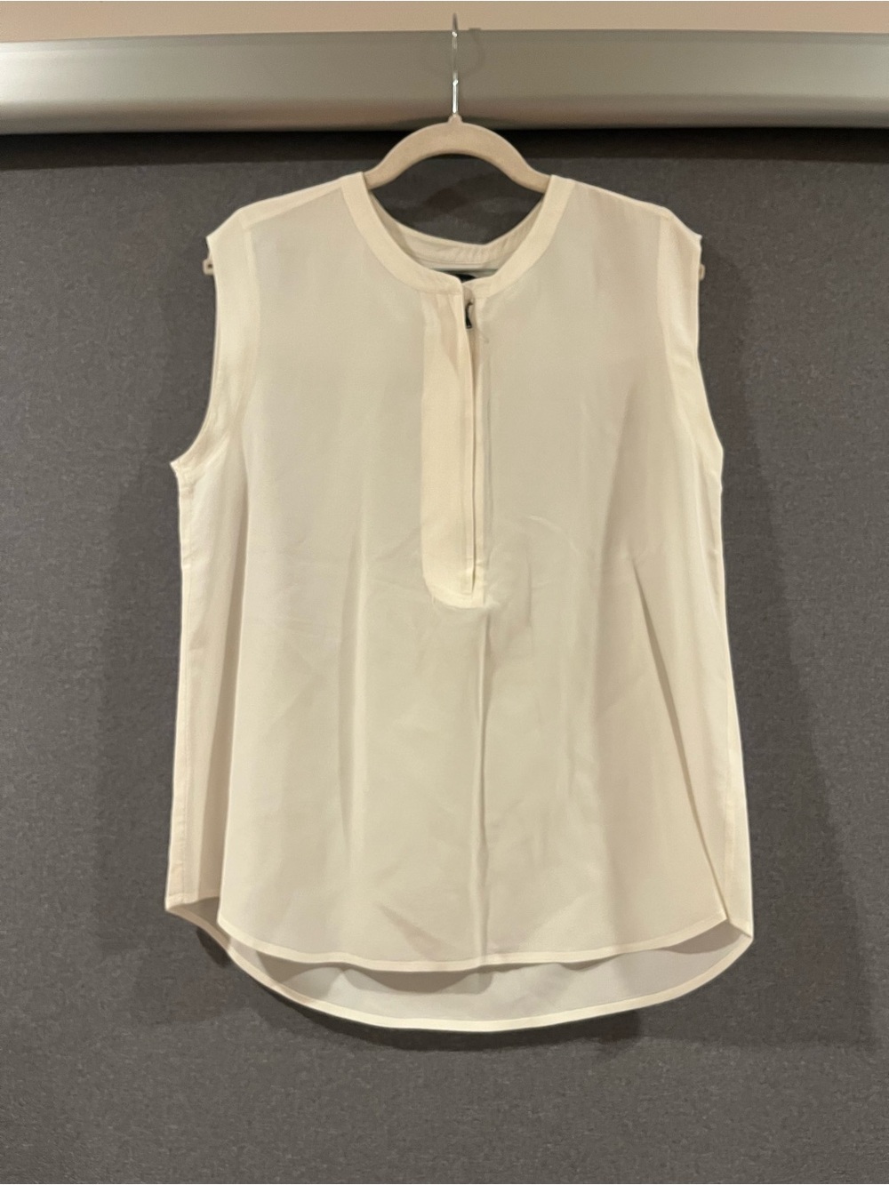 J. Crew Cream Sleeveless Split-Neck Blouse